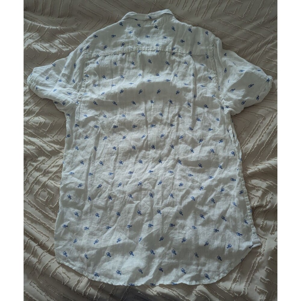 Report Collection Resort Linen Shirt Mens XL SS Button Down Nautical Lobster - Picture 4 of 9